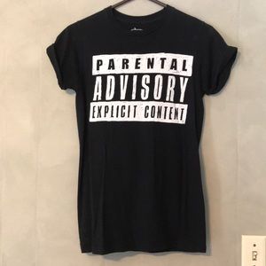 “Parental Advisory” Black Tee Shirt. Size small.